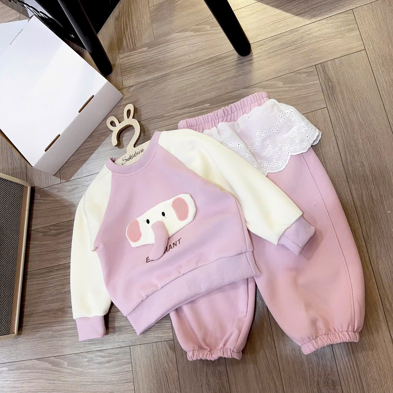 Sét bộ nỉ voi tím cho bé gái