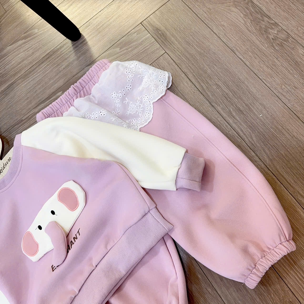 Sét bộ nỉ voi tím cho bé gái