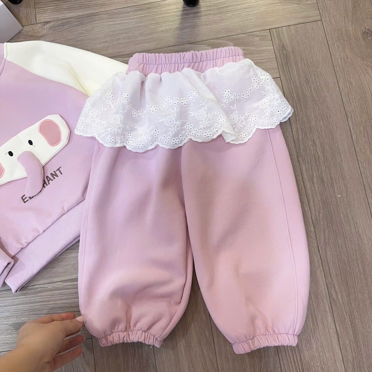 Sét bộ nỉ voi tím cho bé gái