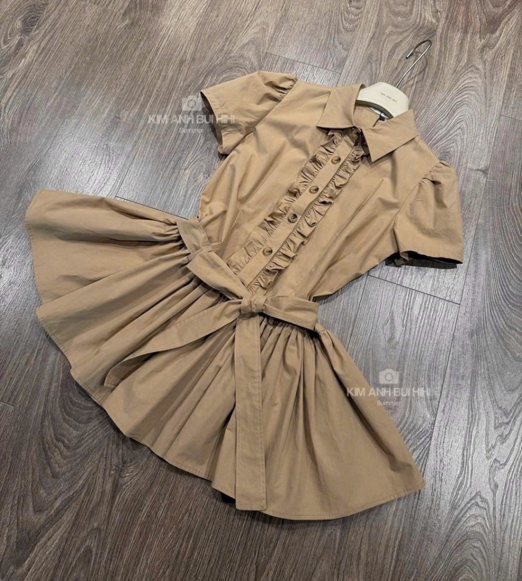 Váy nâu đai eo bé gái