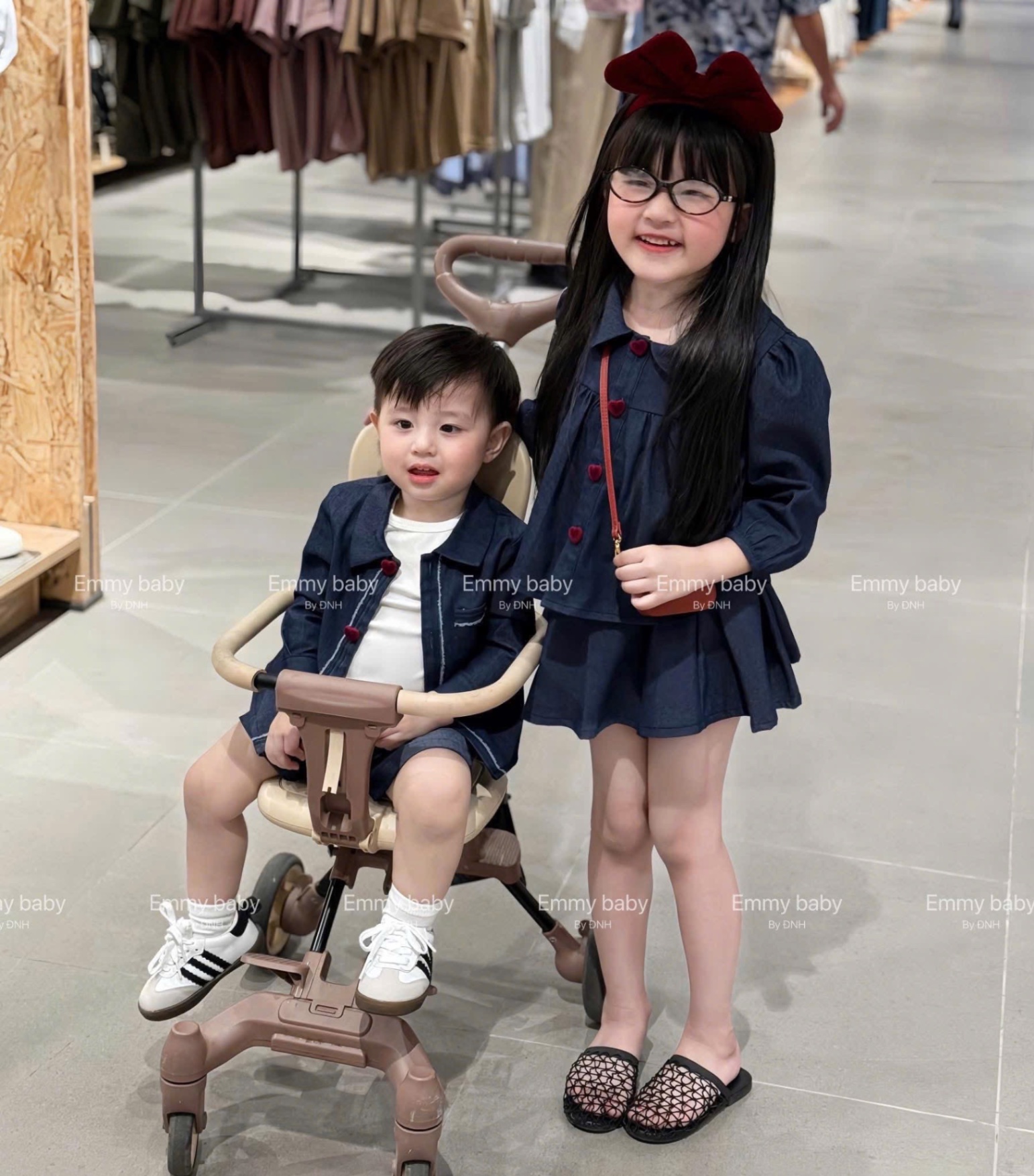 Sét bộ bò cổ sen tk cúc tim bé gái