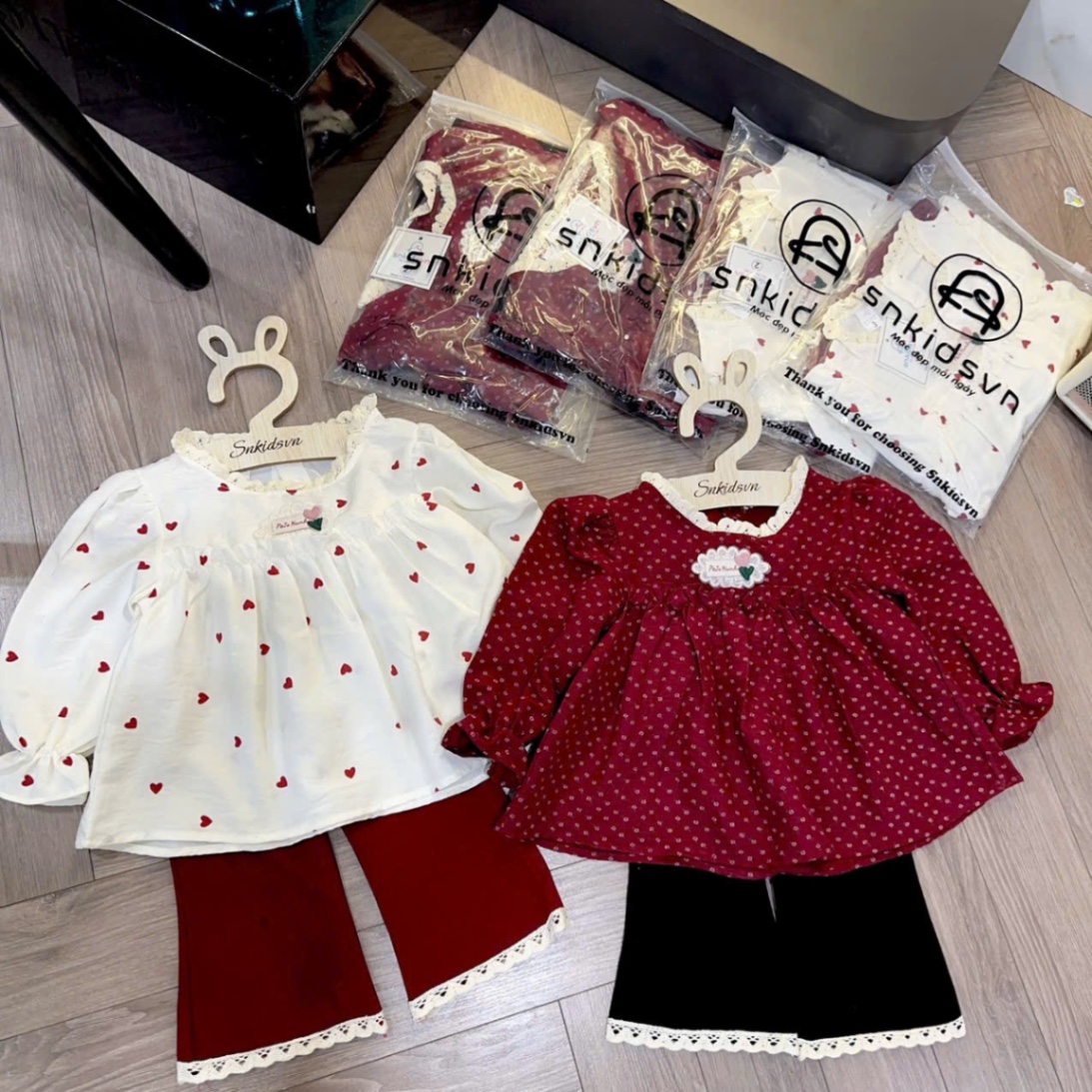 Sét áo babydoll quần loe sn cho bé gái