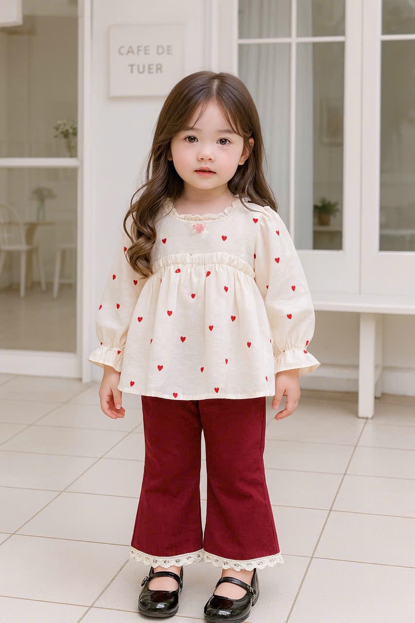 Sét áo babydoll quần loe sn cho bé gái