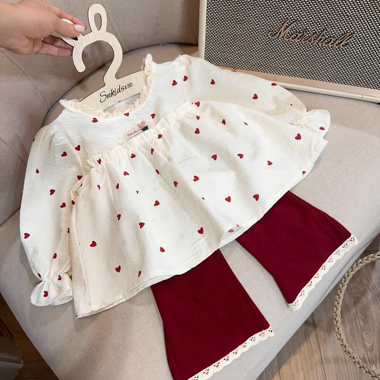 Sét áo babydoll quần loe sn cho bé gái