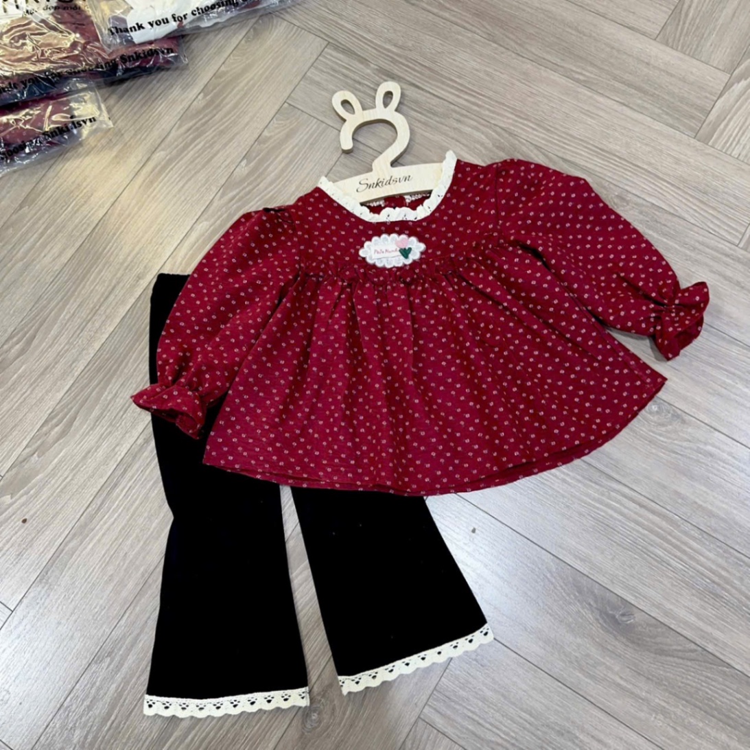 Sét áo babydoll quần loe sn cho bé gái