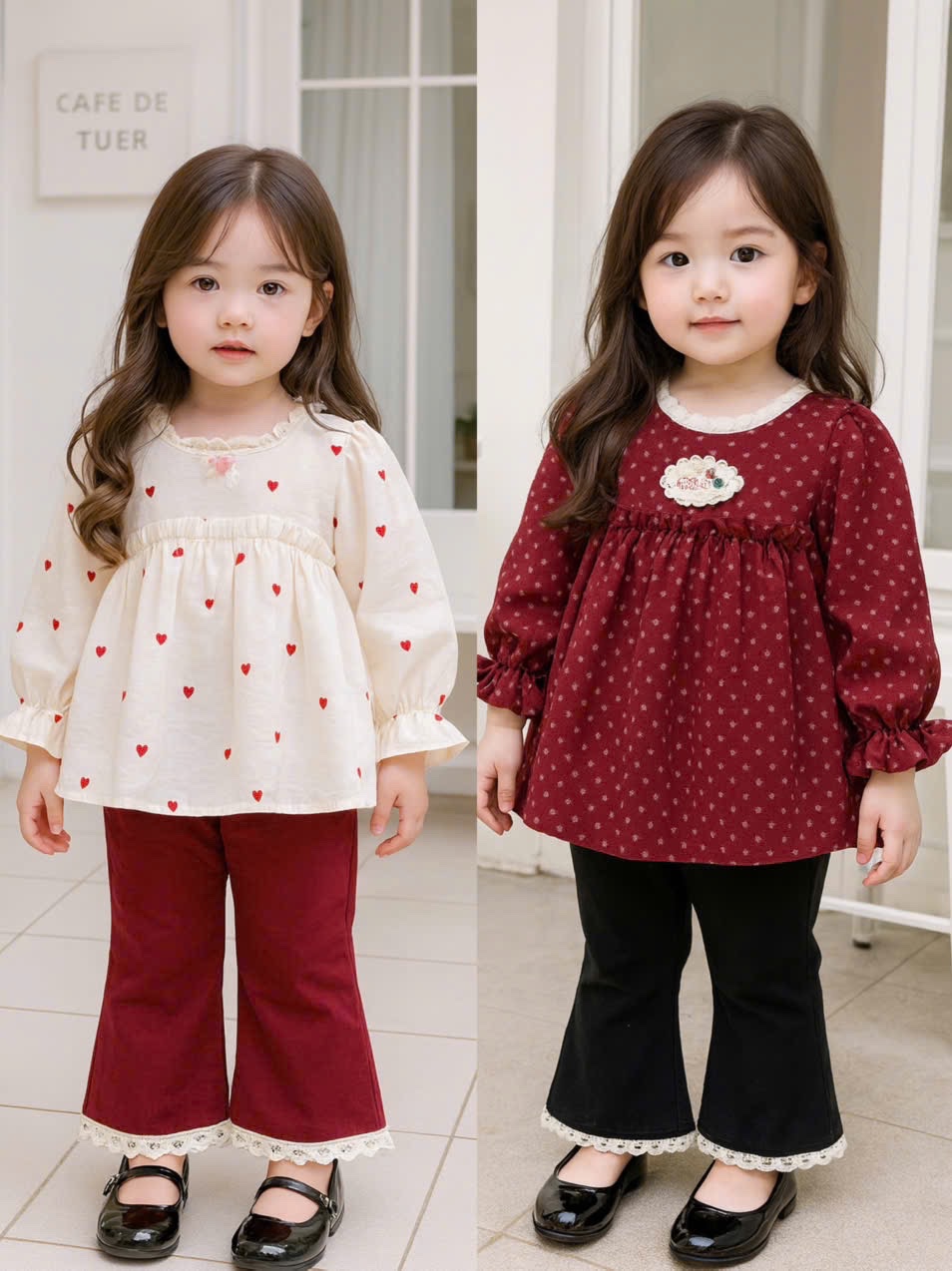 Sét áo babydoll quần loe sn cho bé gái