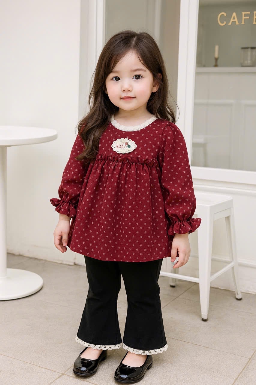 Sét áo babydoll quần loe sn cho bé gái