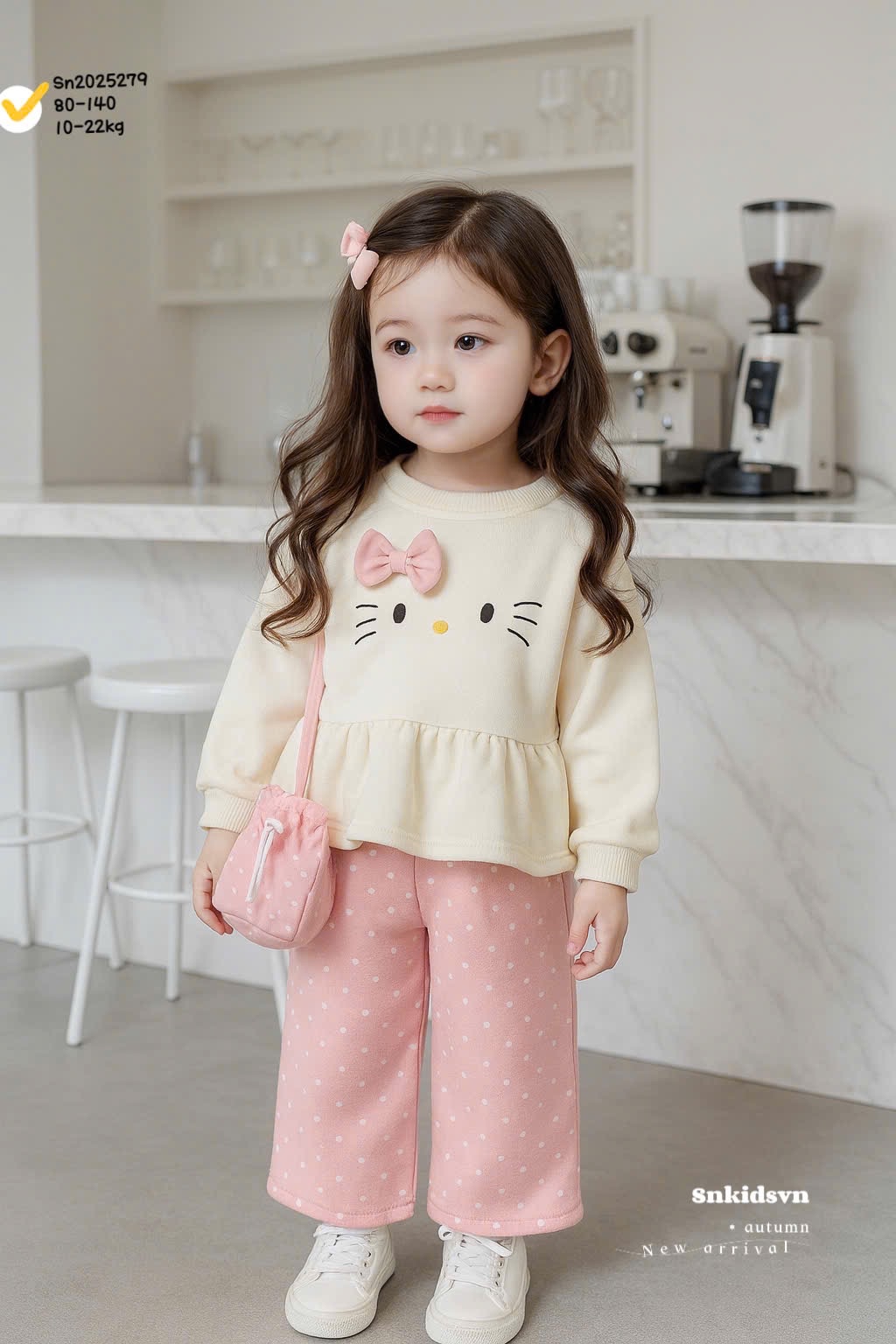 Sét áo kitty kèm túi quần hồng bé gái