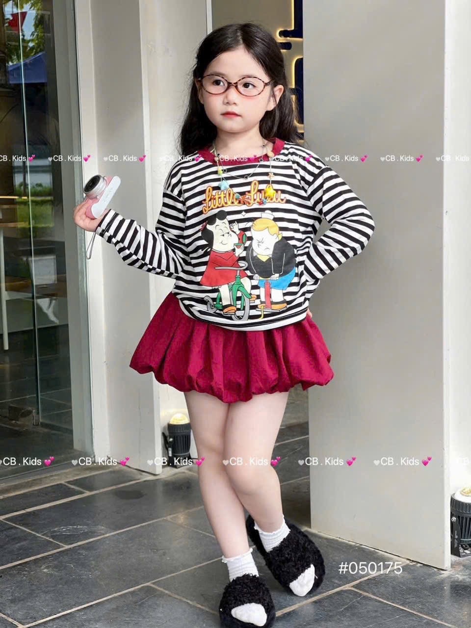 Sét bộ áo kẻ lulu quần bồng bé gái