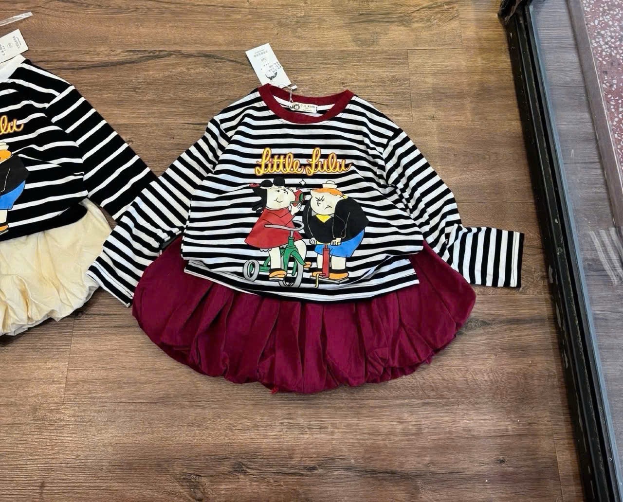 Sét bộ áo kẻ lulu quần bồng bé gái