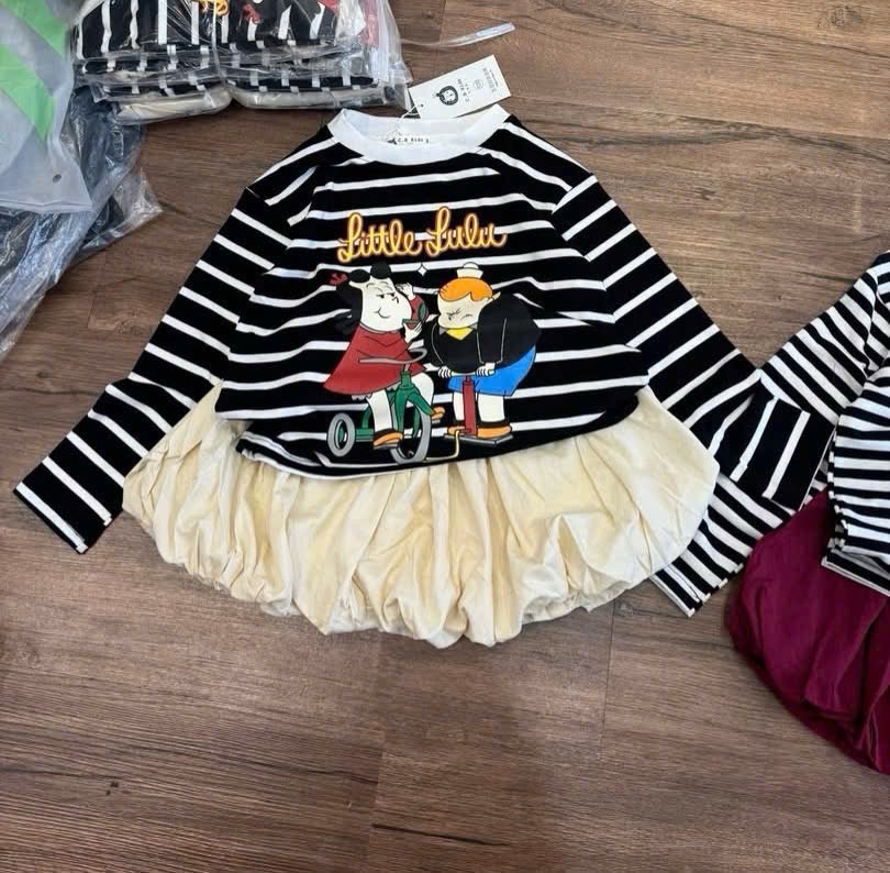 Sét bộ áo kẻ lulu quần bồng bé gái