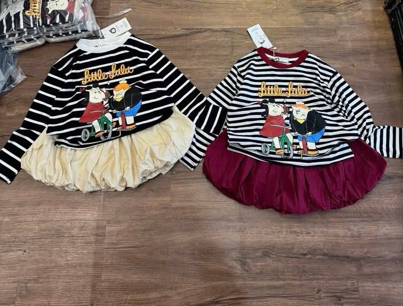 Sét bộ áo kẻ lulu quần bồng bé gái