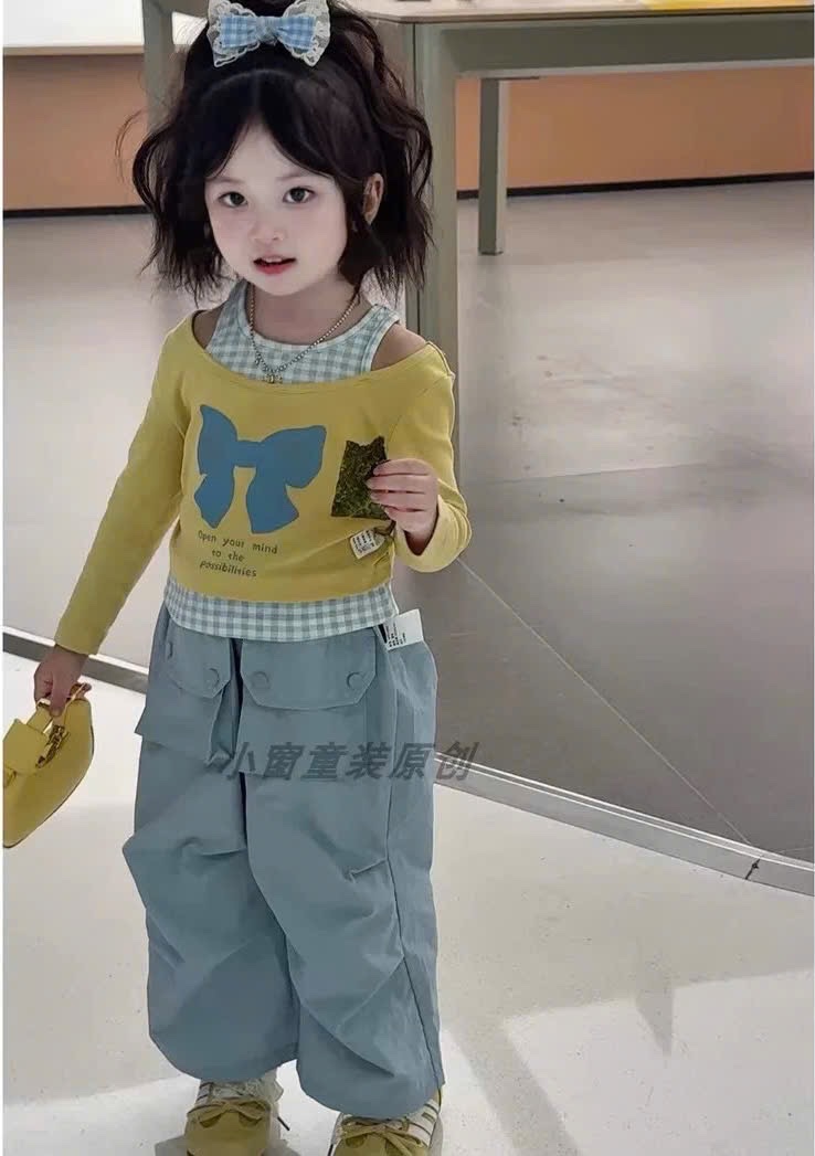 Sét áo rút sườn cổ yếm quần xuông lt bé gái