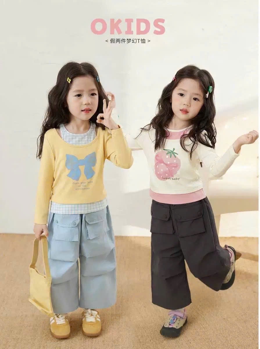 Sét áo rút sườn cổ yếm quần xuông lt bé gái