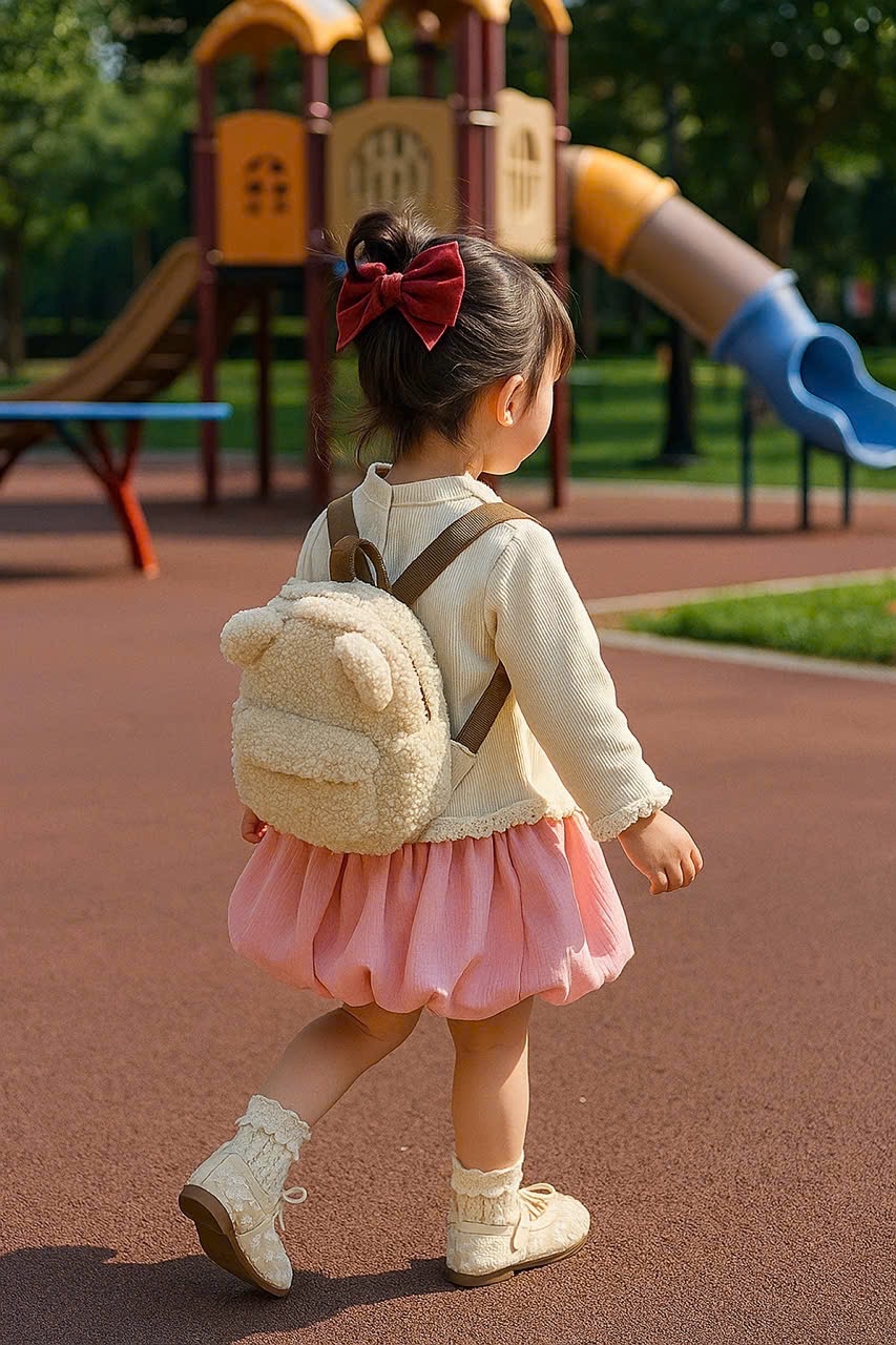 (Theo màu áo) Sét áo tăm thỏ cúc tim cv bồng bé gái xk