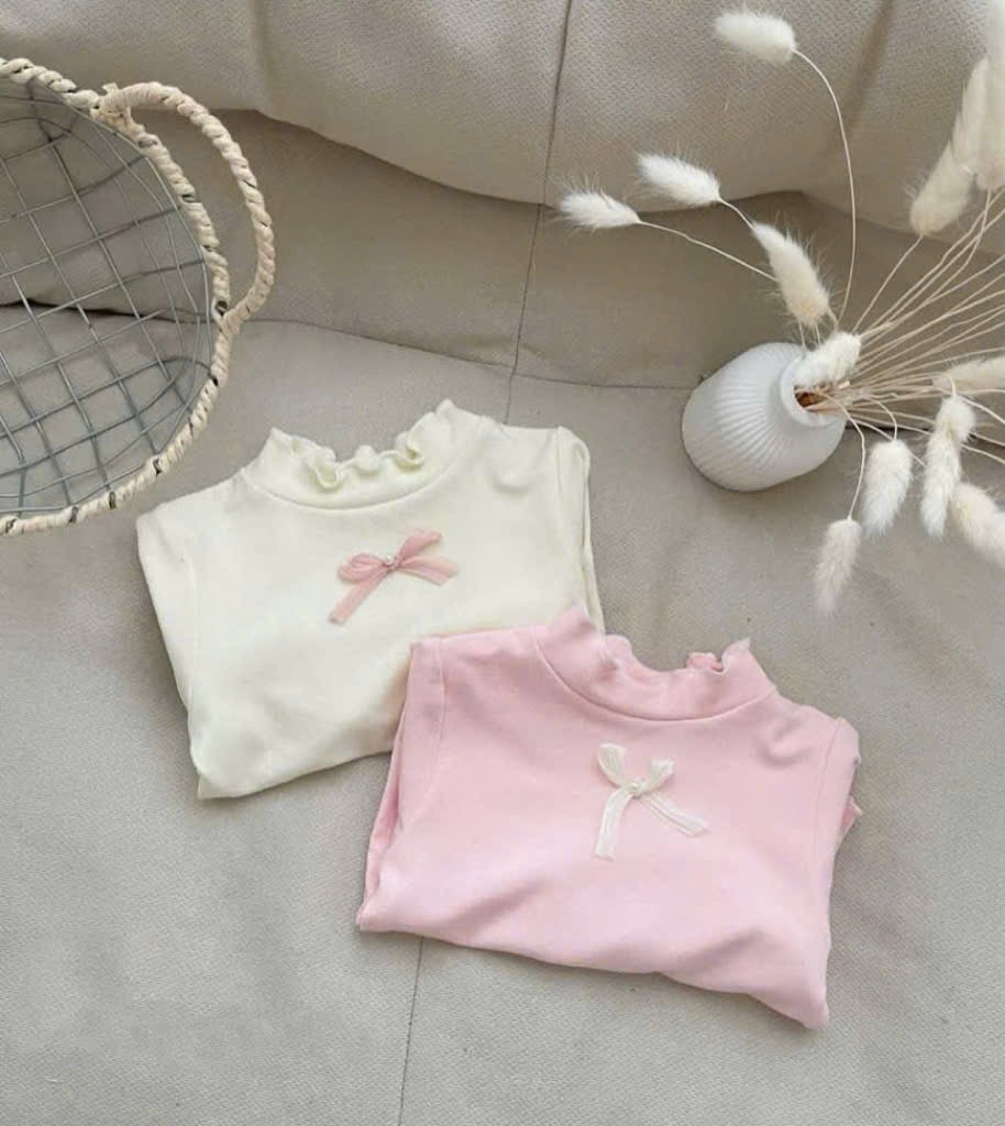 Sét 2 áo đính nơ ngọc bé gái