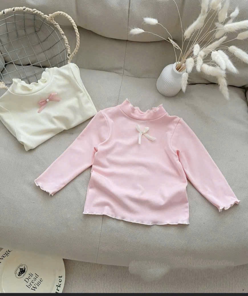 Sét 2 áo đính nơ ngọc bé gái