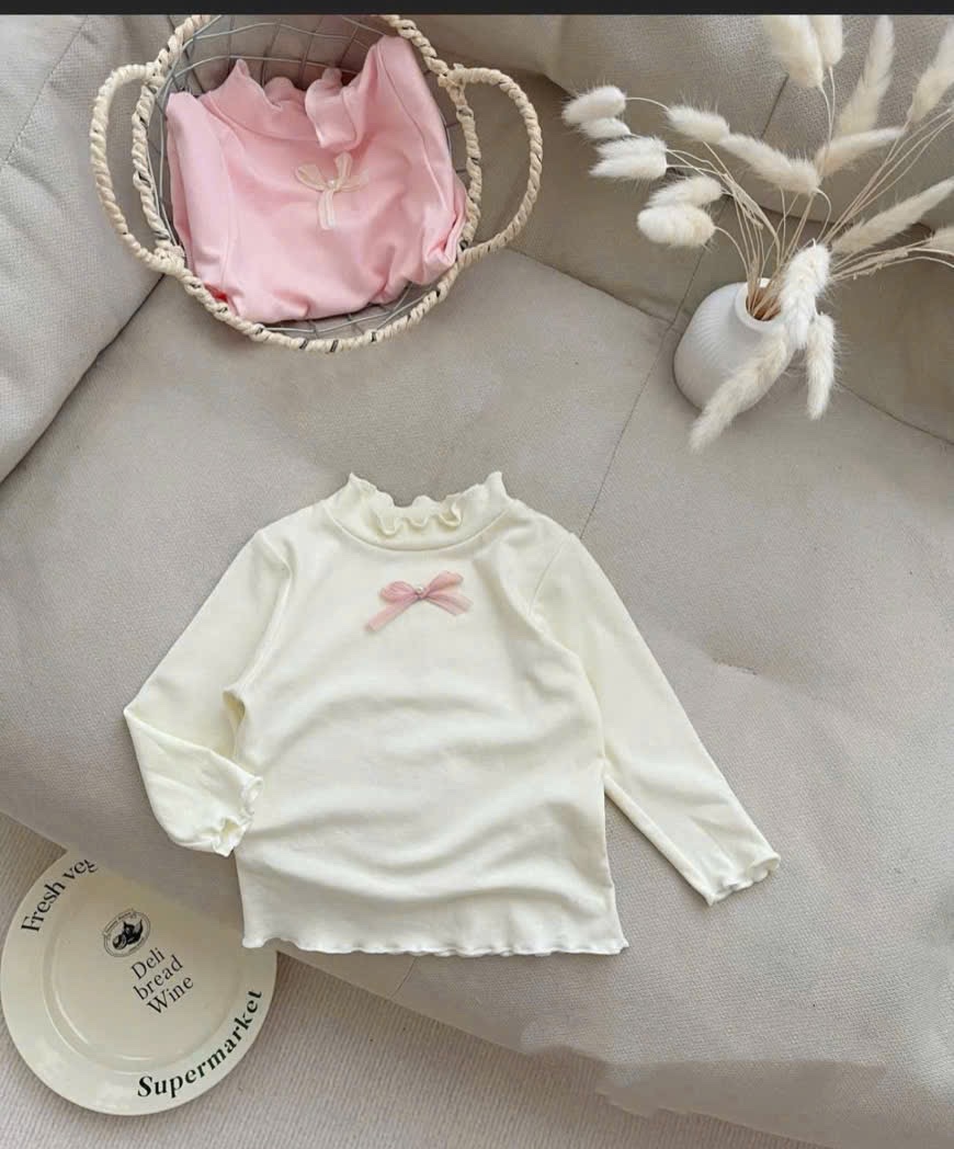 Sét 2 áo đính nơ ngọc bé gái