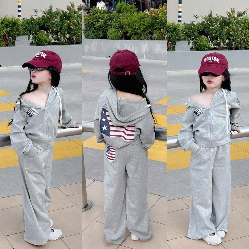 Sét bộ cờ mũ quần xuông bé gái