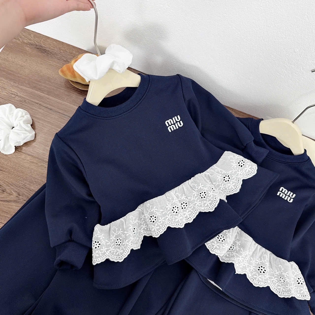 Sét bộ nỉ miu xanh than bé gái