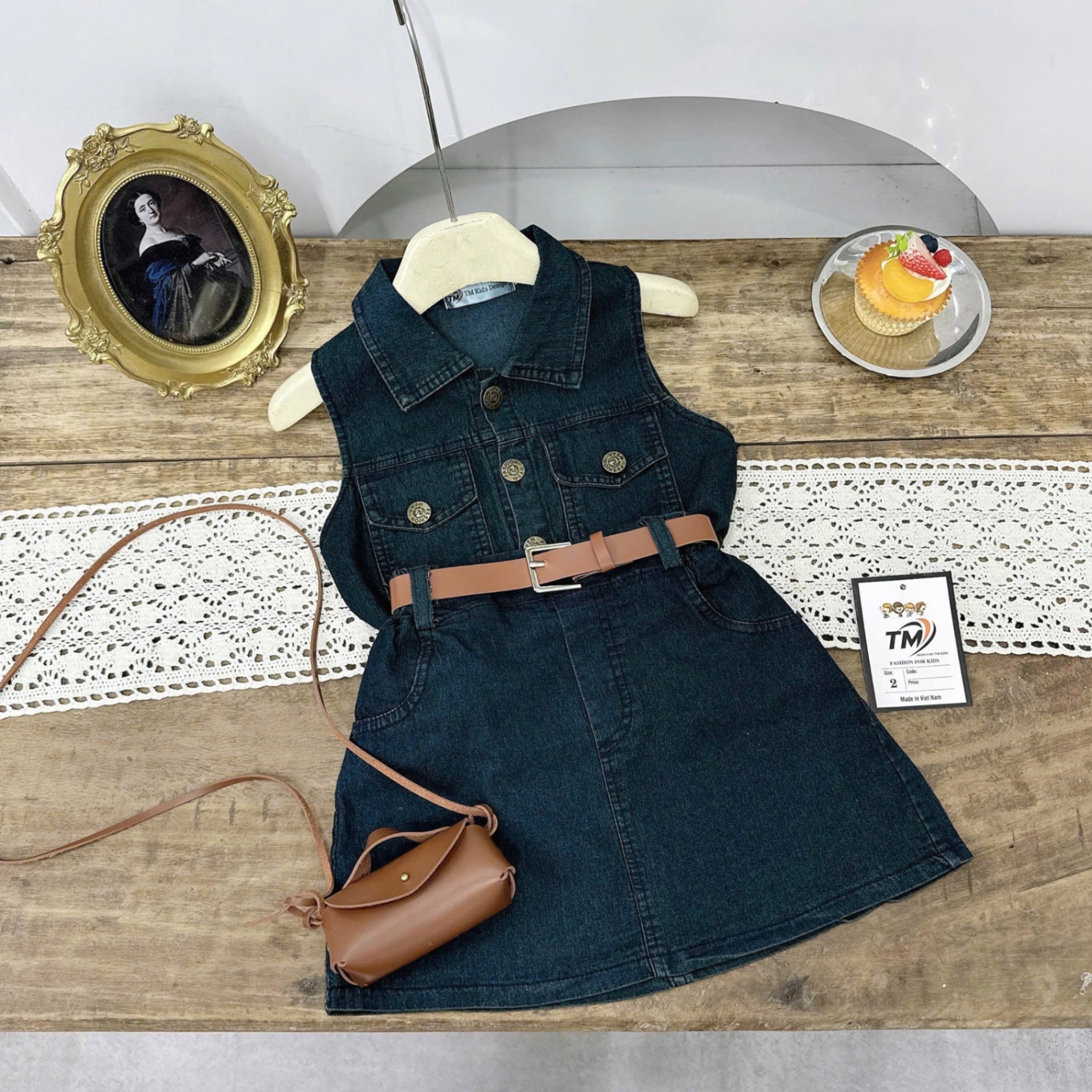 Sét bộ bò sát nách cv bò kèm đai tm bé gái