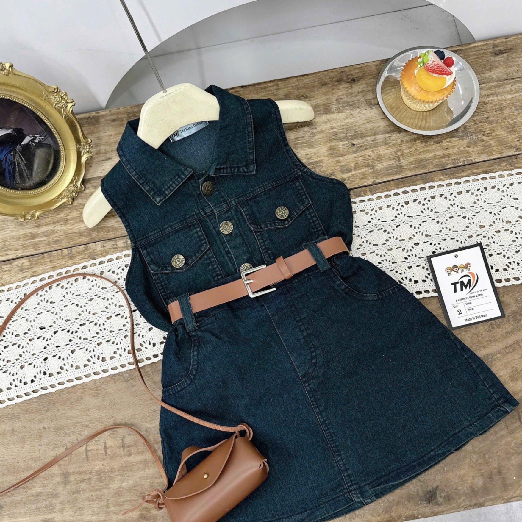 Sét bộ bò sát nách cv bò kèm đai tm bé gái