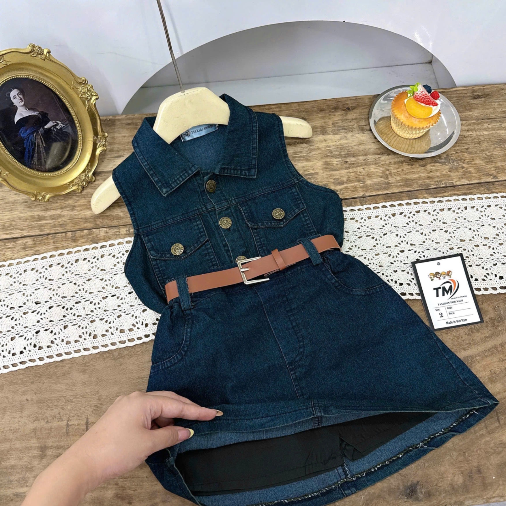 Sét bộ bò sát nách cv bò kèm đai tm bé gái