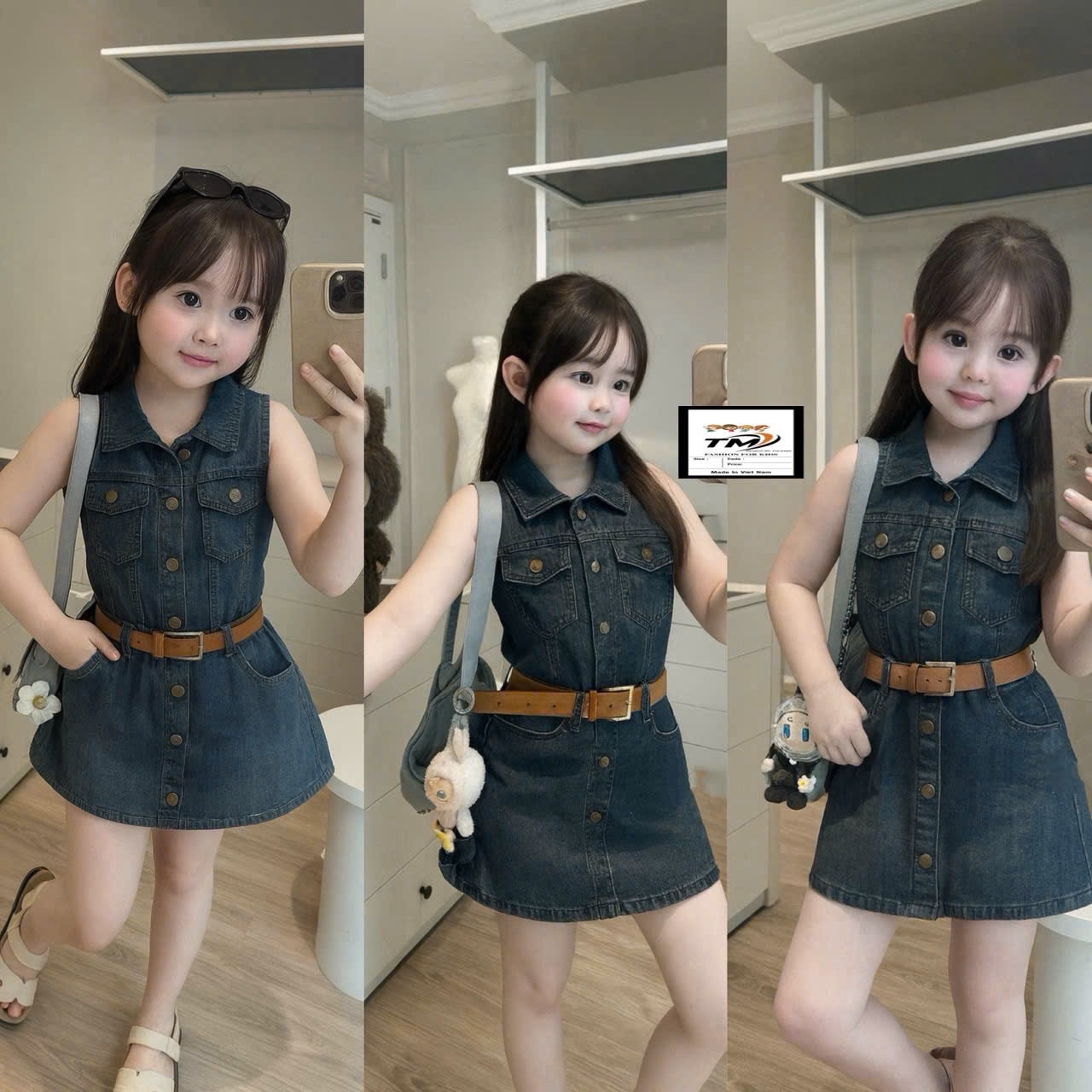 Sét bộ bò sát nách cv bò kèm đai tm bé gái