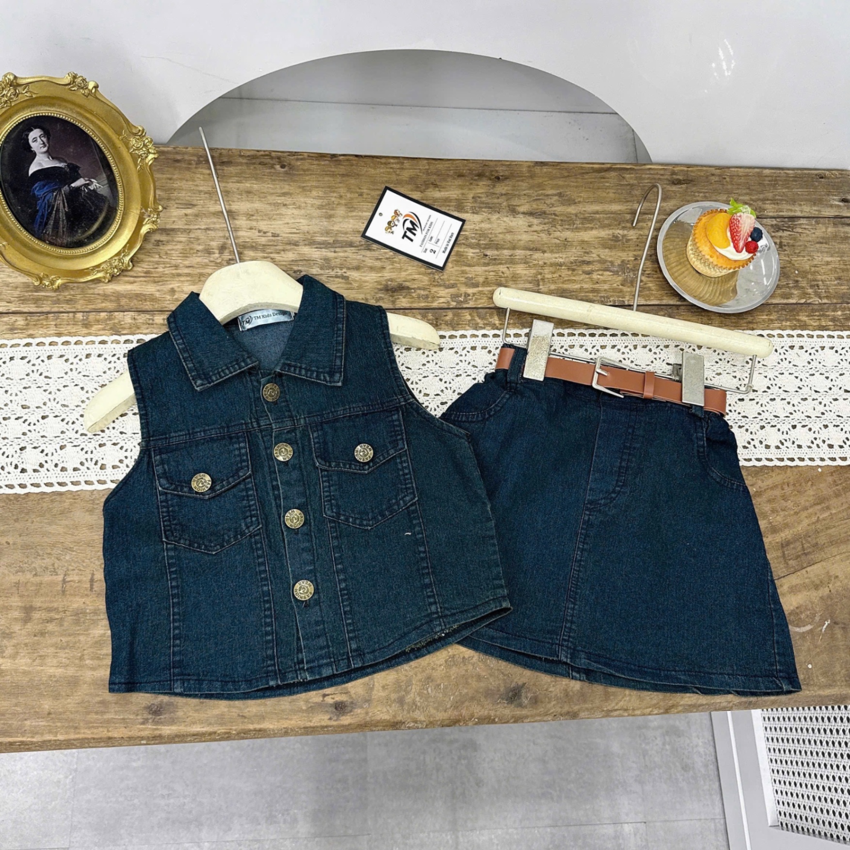 Sét bộ bò sát nách cv bò kèm đai tm bé gái