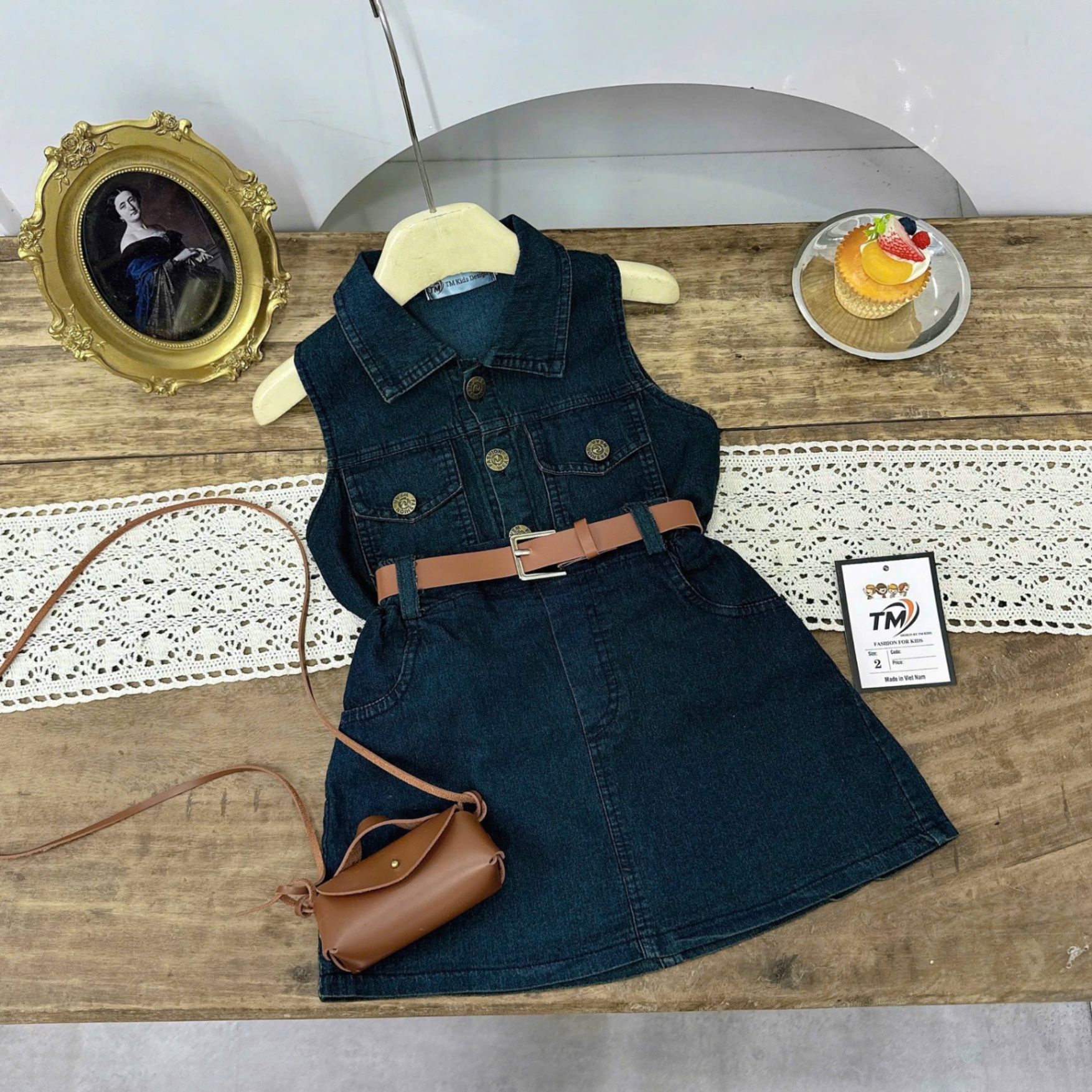 Sét bộ bò sát nách cv bò kèm đai tm bé gái