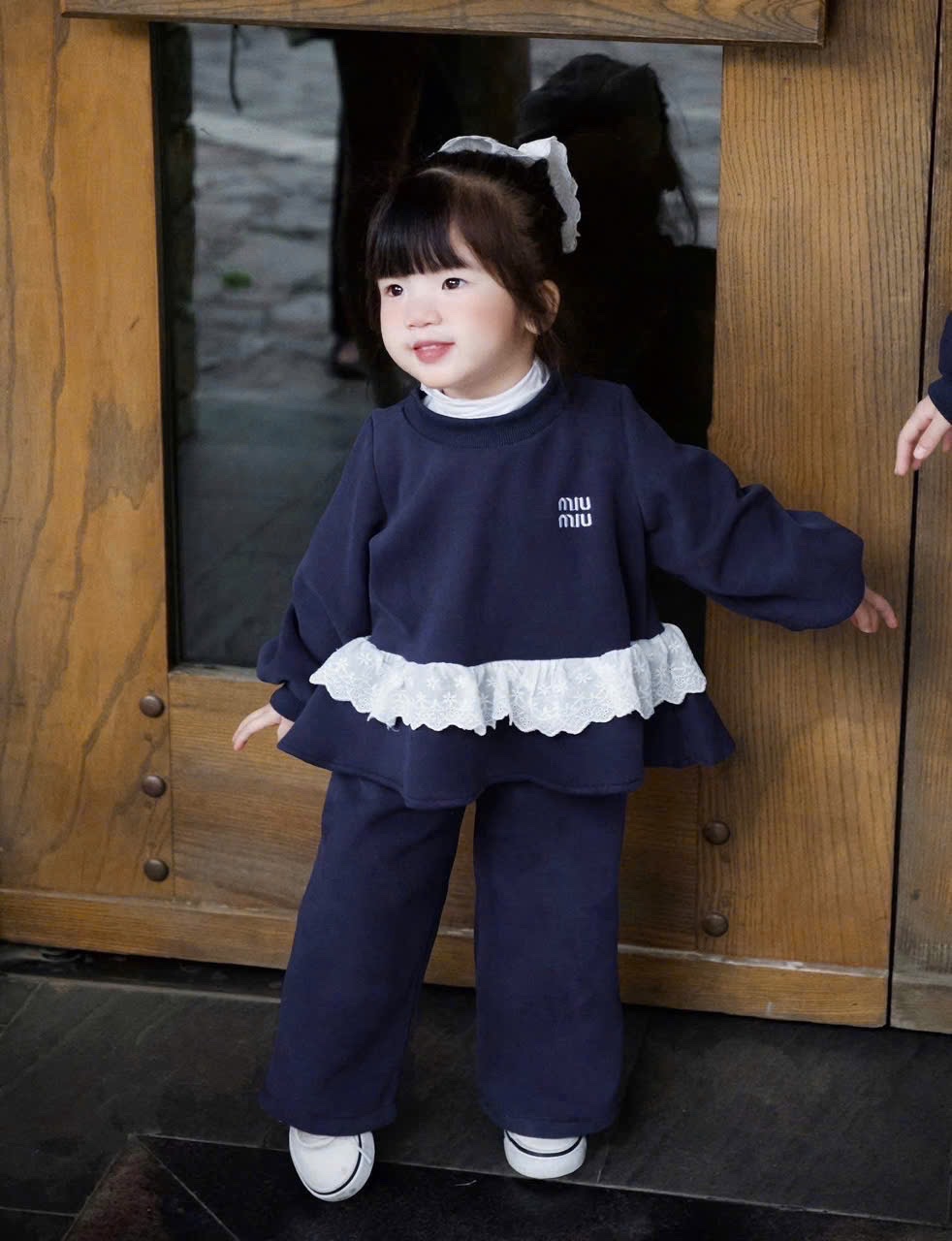 Sét bộ nỉ miu xanh than bé gái