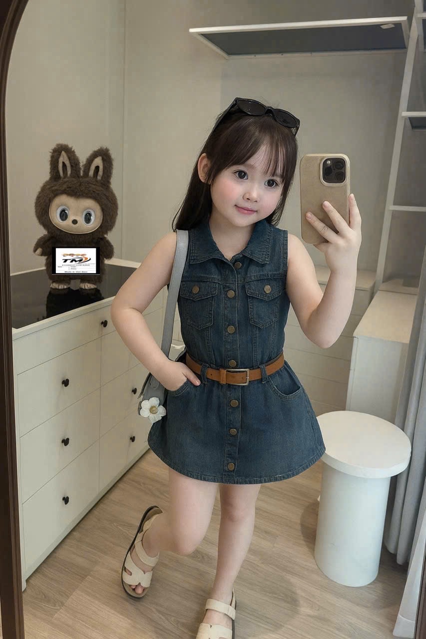 Sét bộ bò sát nách cv bò kèm đai tm bé gái