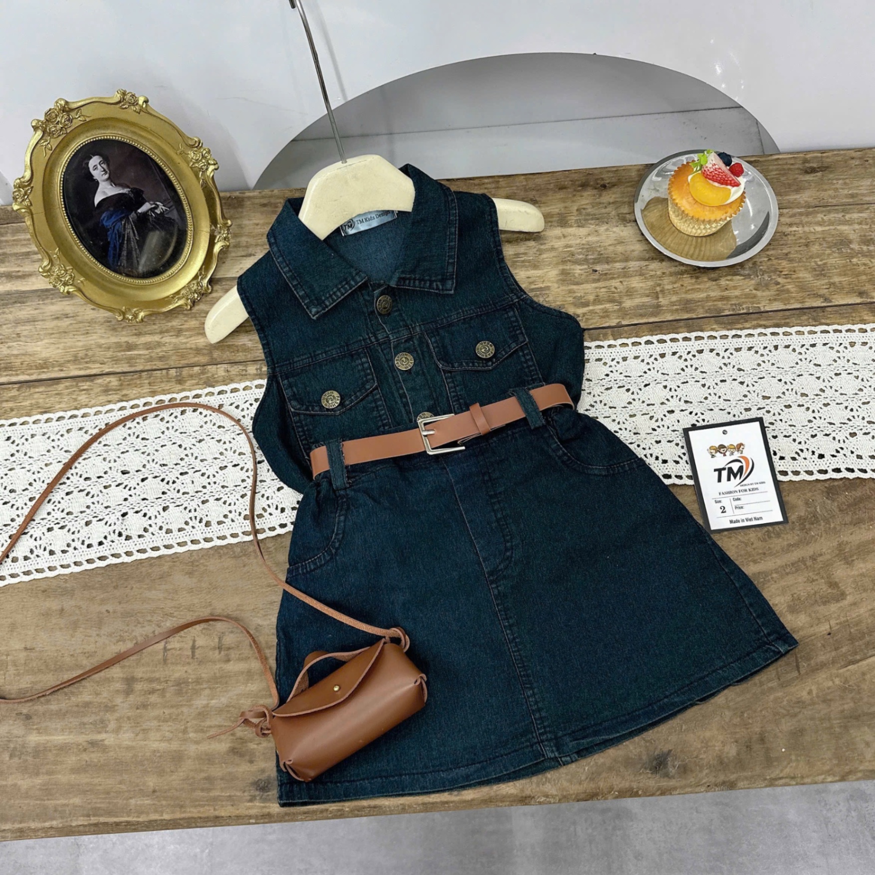 Sét bộ bò sát nách cv bò kèm đai tm bé gái