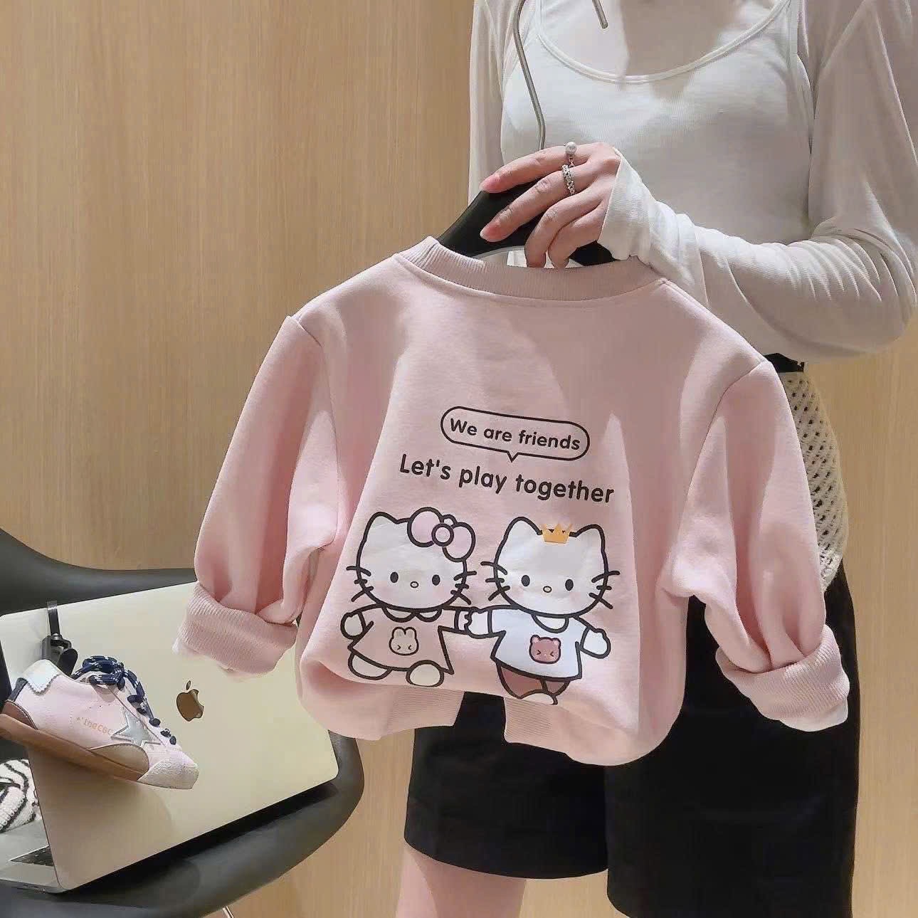 Sét bộ nỉ hồng kitty xk bé gái