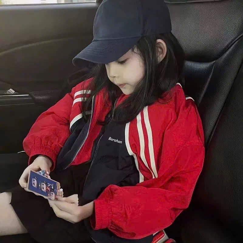 Sét bộ gió xanh than phối sọc đỏ cho bé trai gái