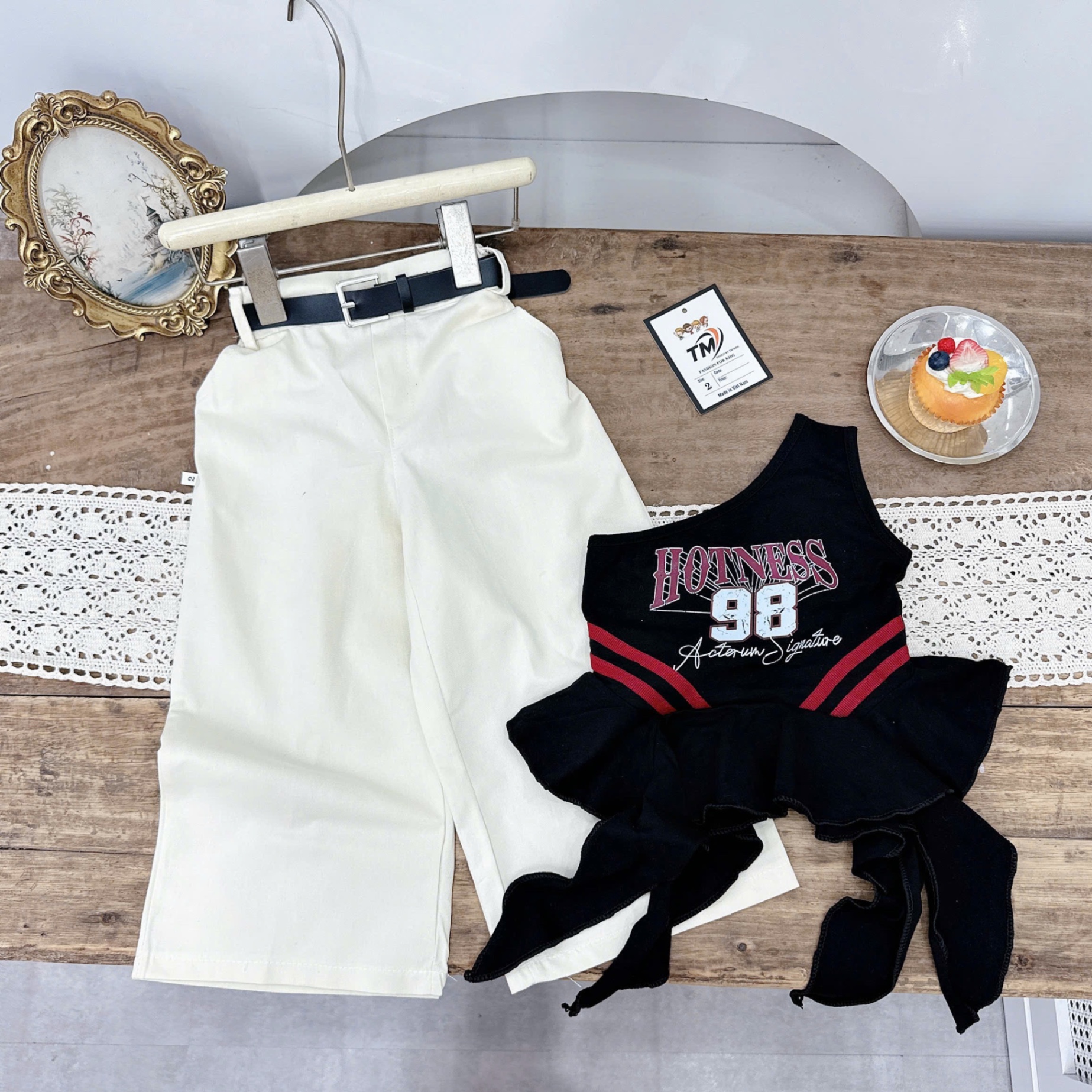 Sét áo hotness quần xuông kèm đai cho bé