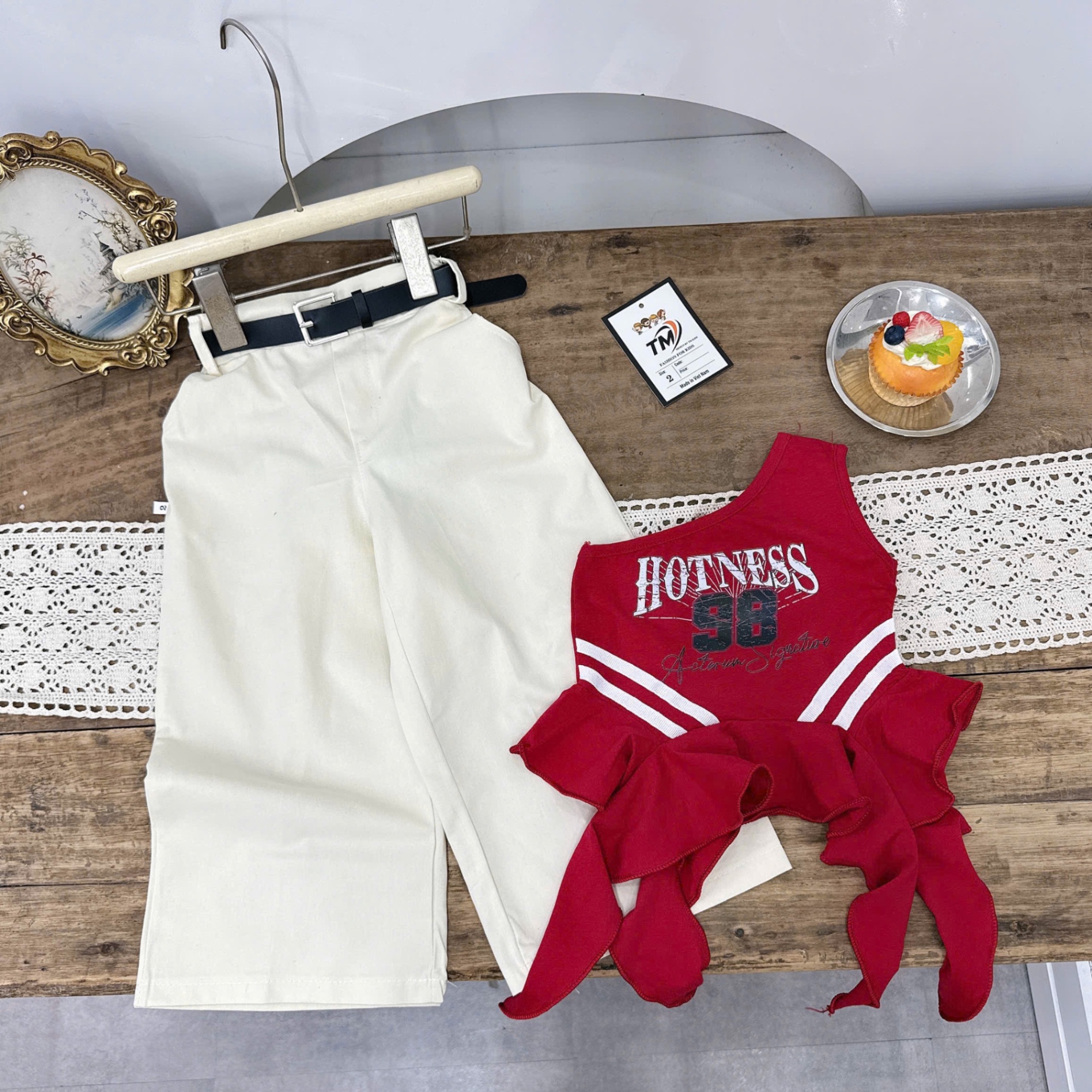 Sét áo hotness quần xuông kèm đai cho bé