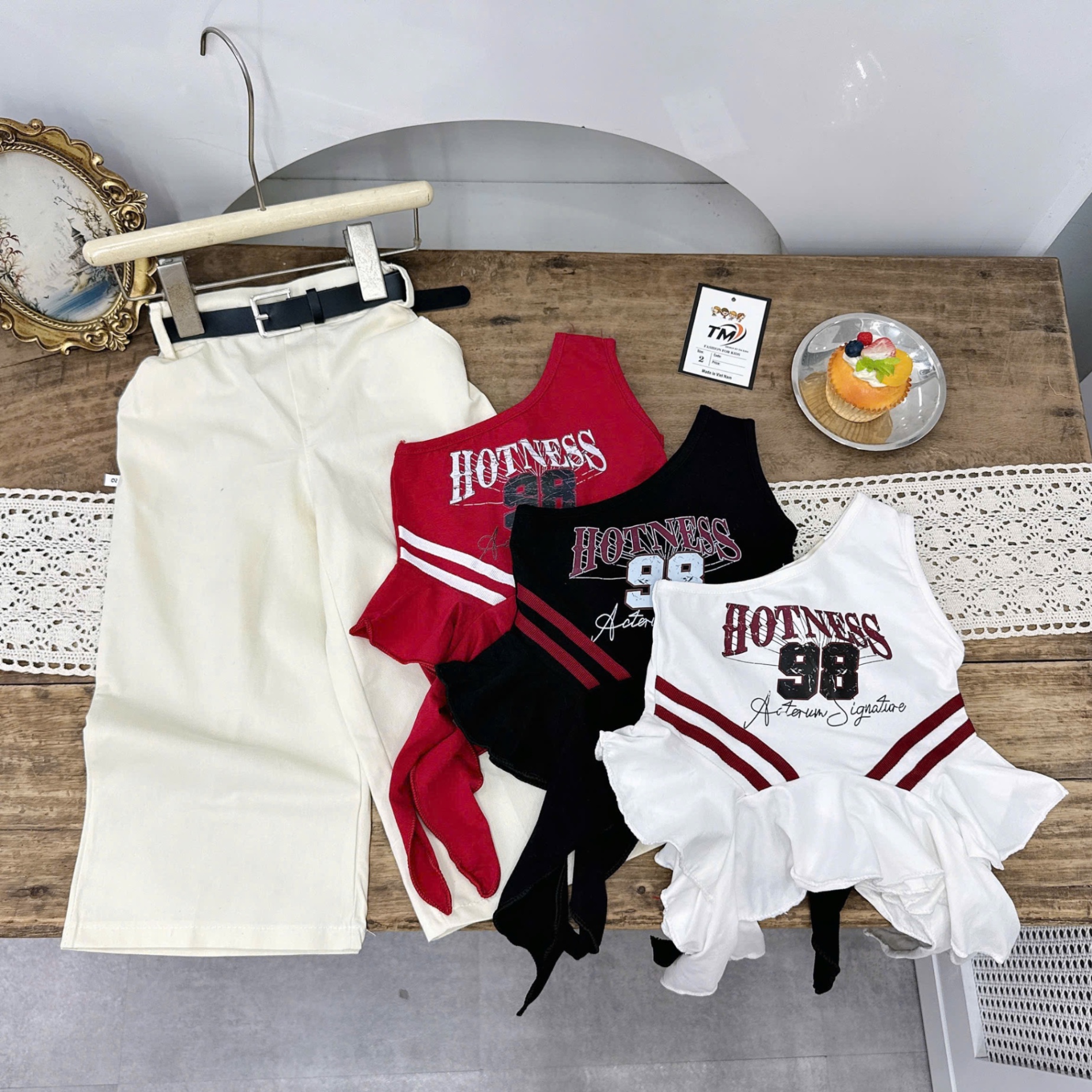 Sét áo hotness quần xuông kèm đai cho bé