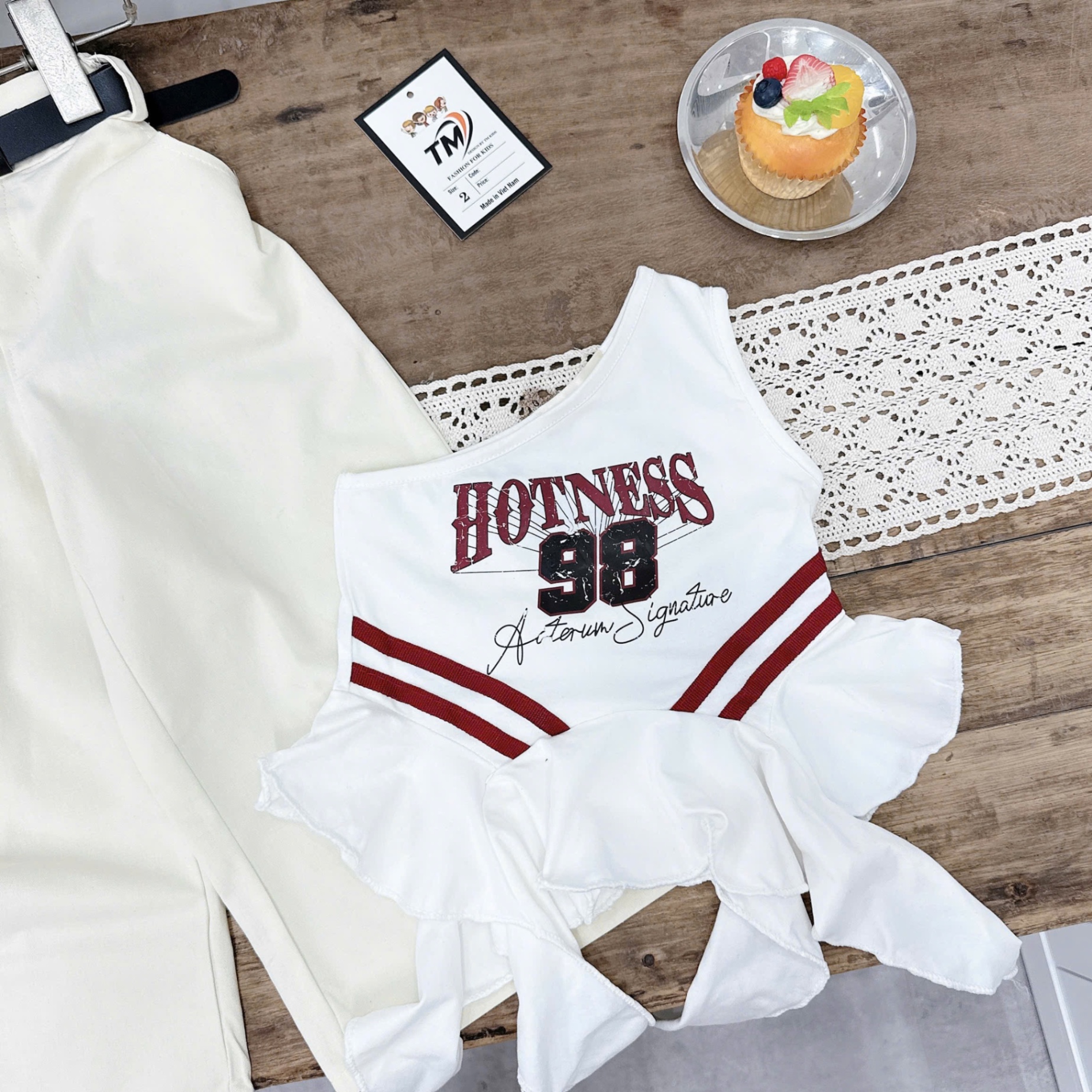 Sét áo hotness quần xuông kèm đai cho bé