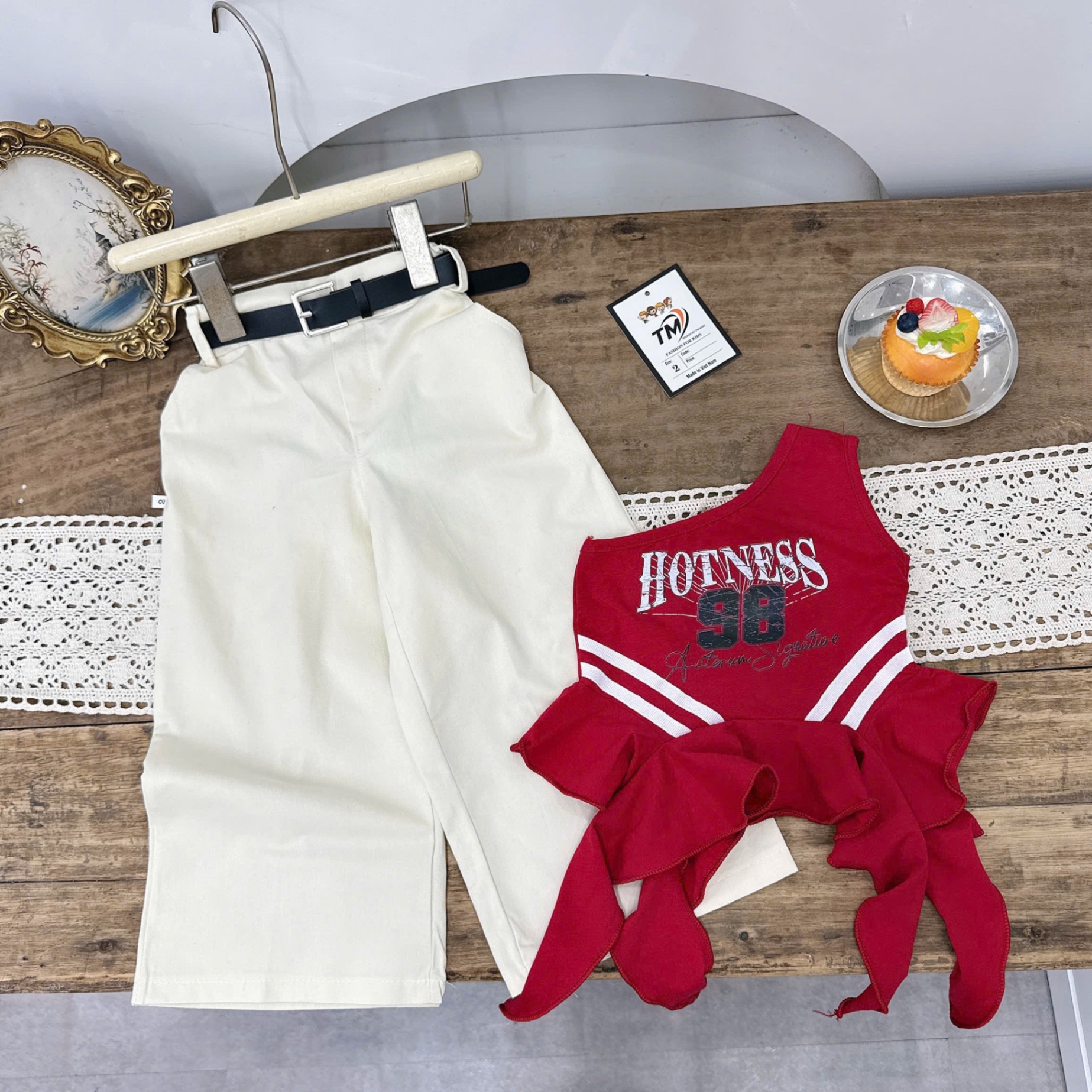 Sét áo hotness quần xuông kèm đai cho bé