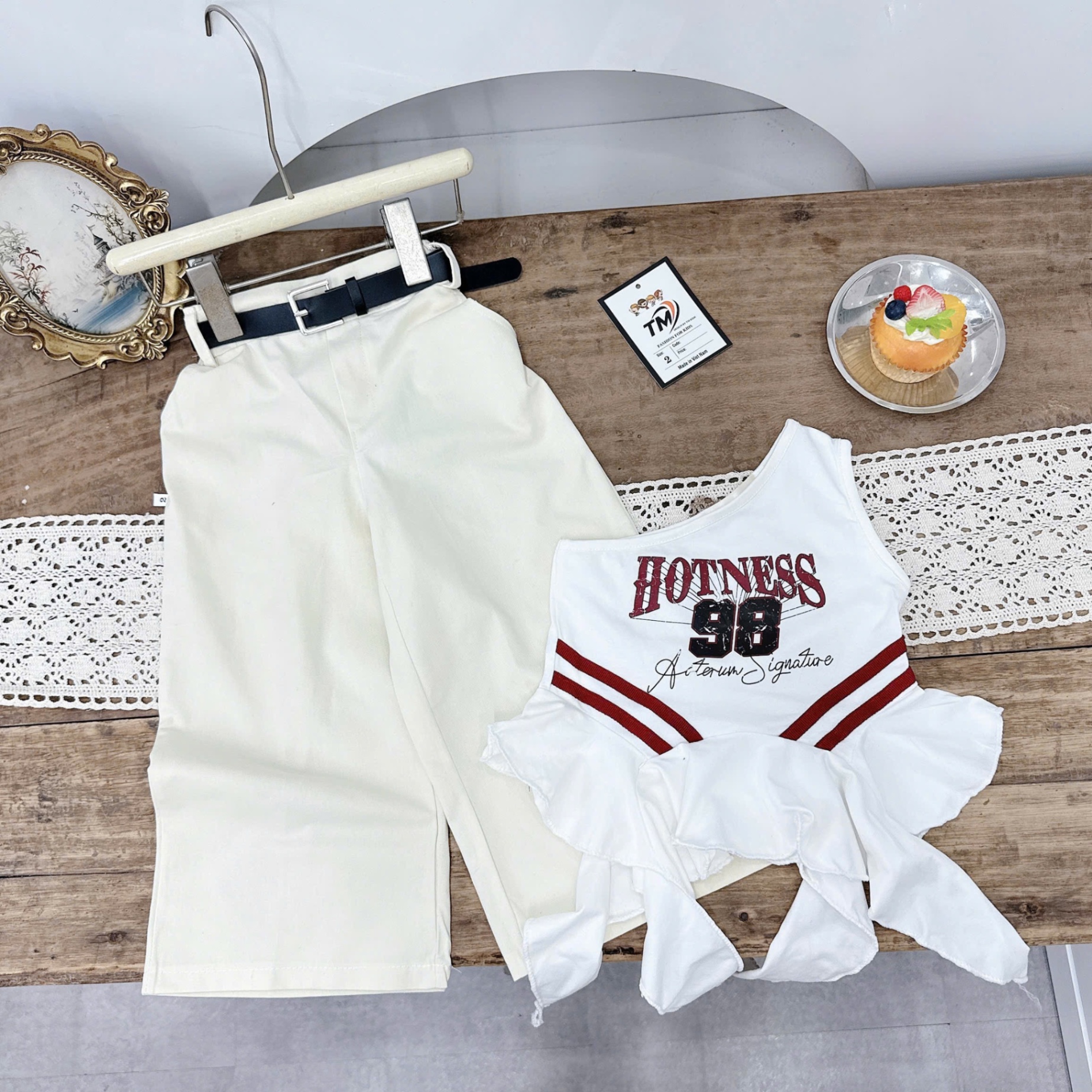 Sét áo hotness quần xuông kèm đai cho bé