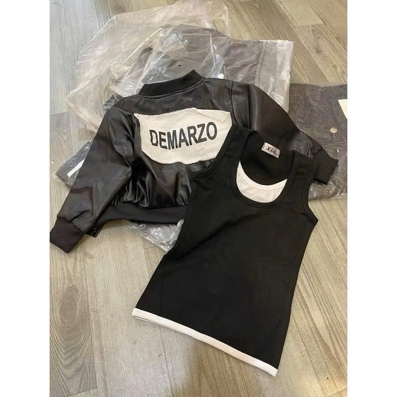 Sét áo da dema kèm váy body bé gái
