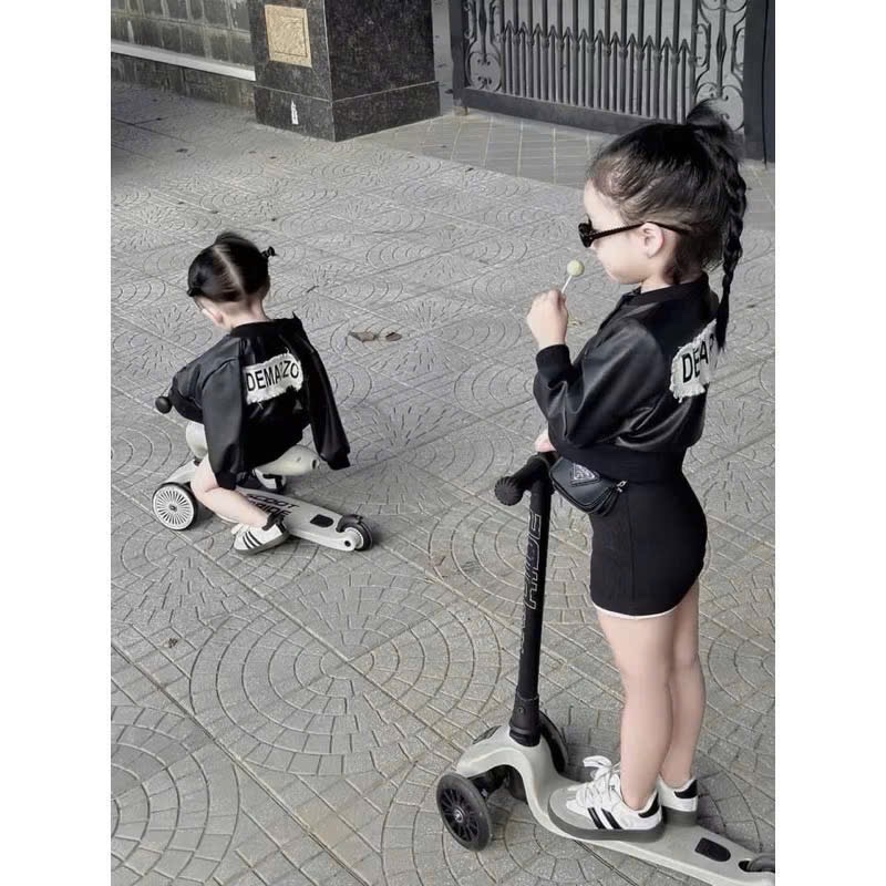 Sét áo da dema kèm váy body bé gái