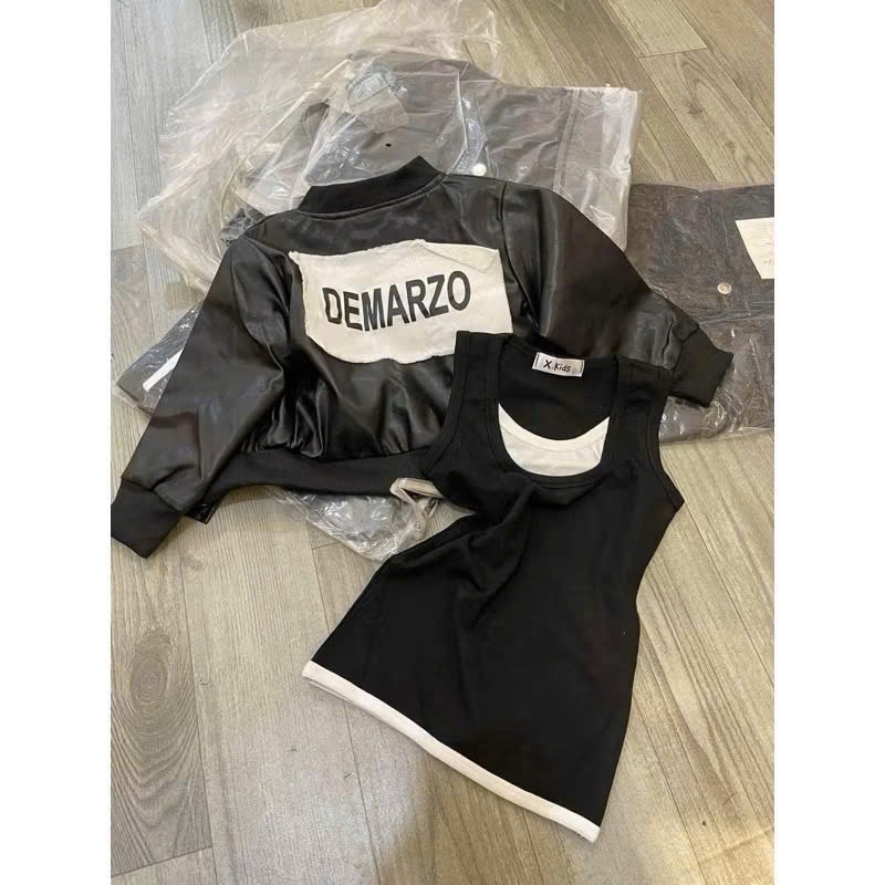 Sét áo da dema kèm váy body bé gái