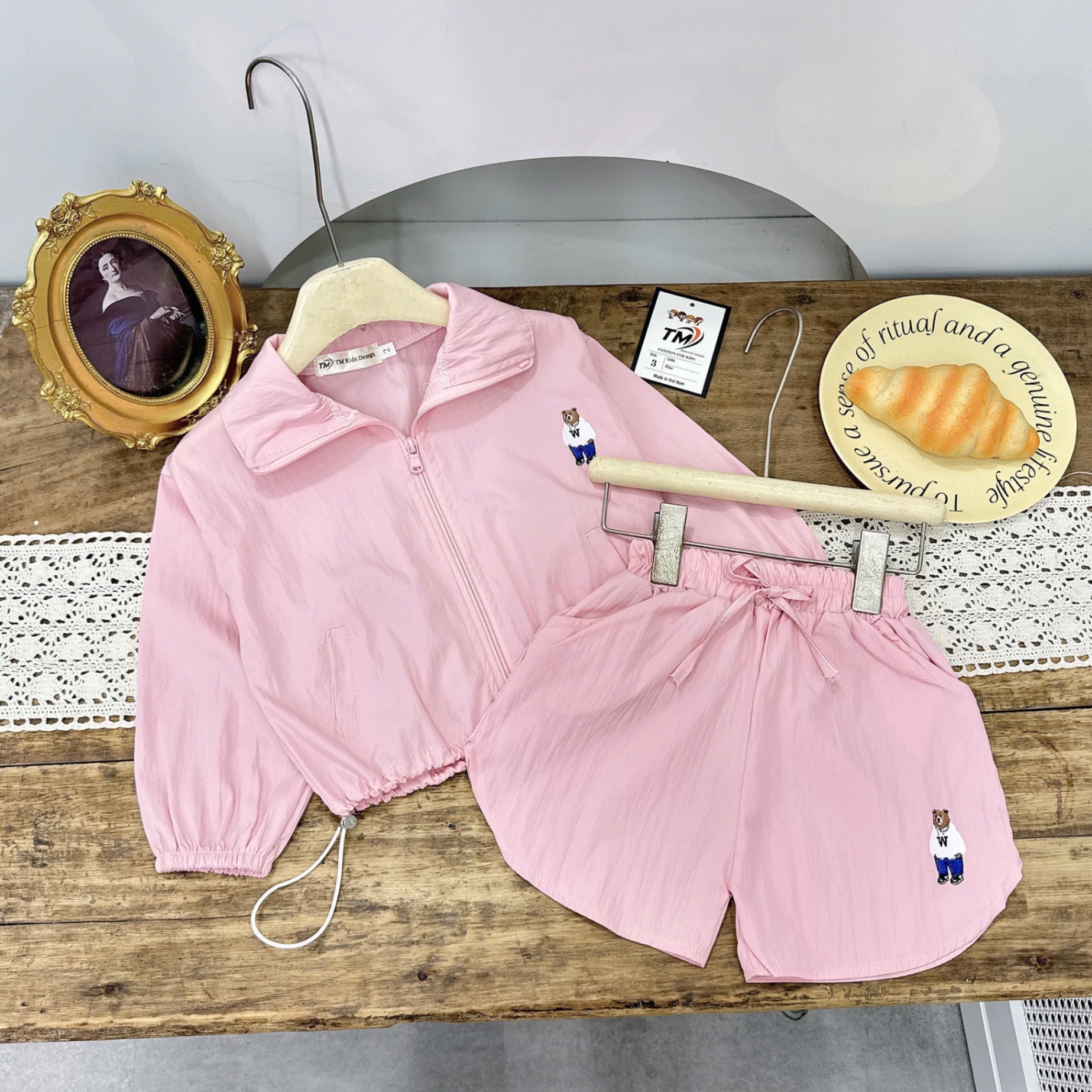 Sét bộ gió quần sooc đùi bé trai gái