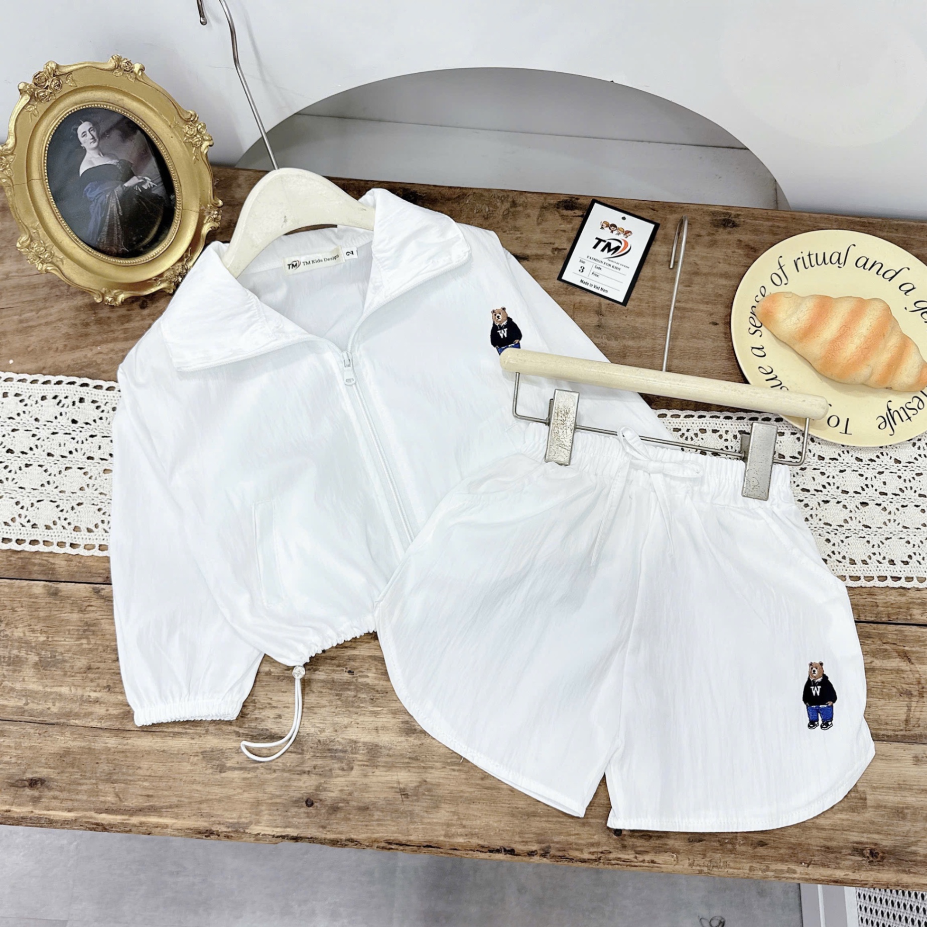 Sét bộ gió quần sooc đùi bé trai gái