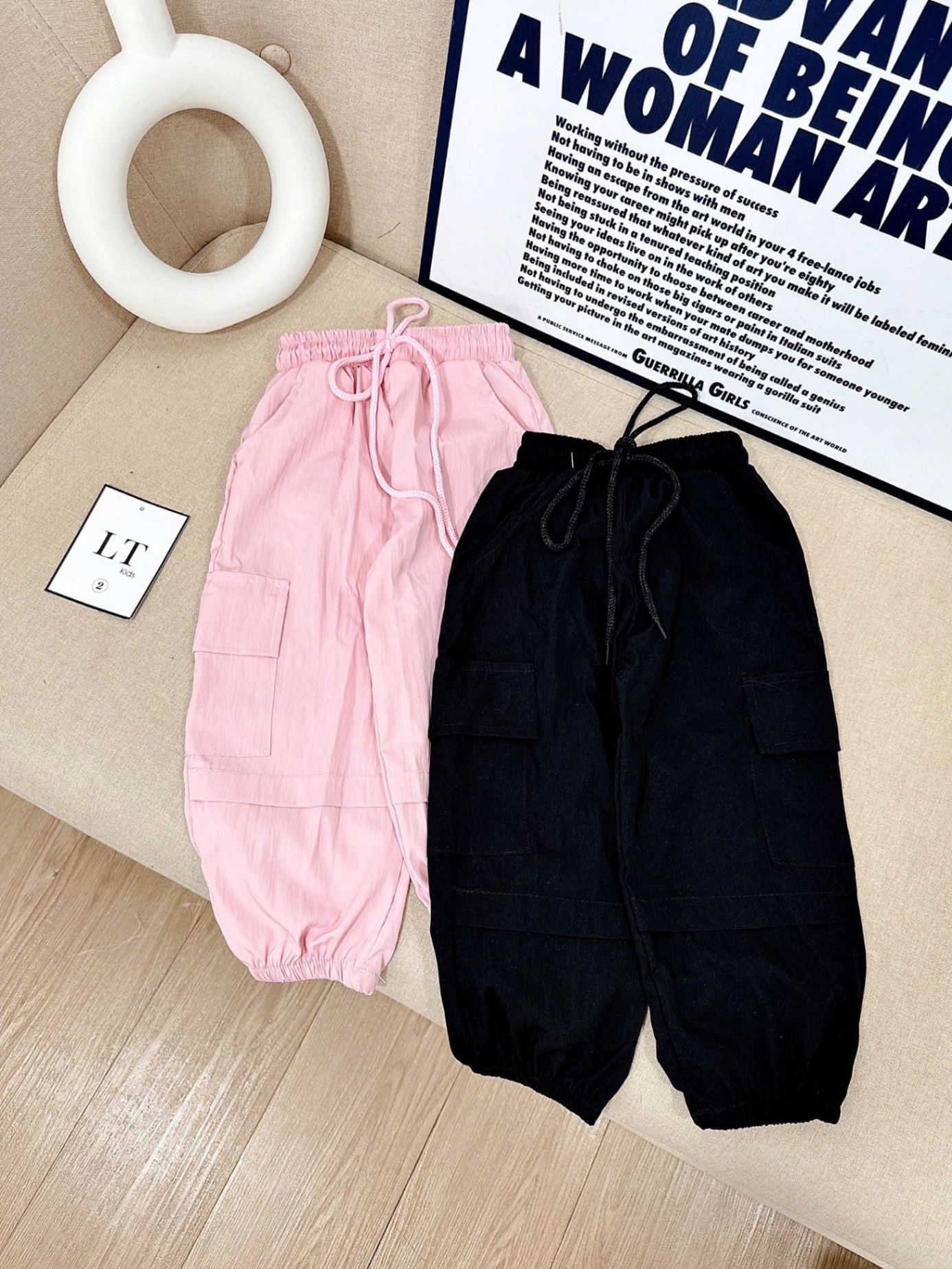 Quần gió boom túi hộp bé trai gái