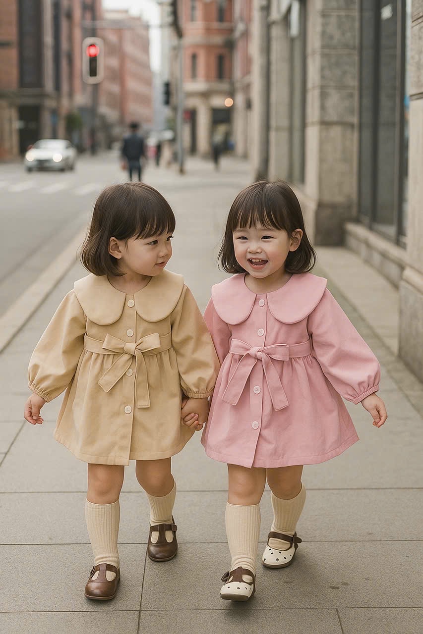 Áo măng to cổ sen bé gái