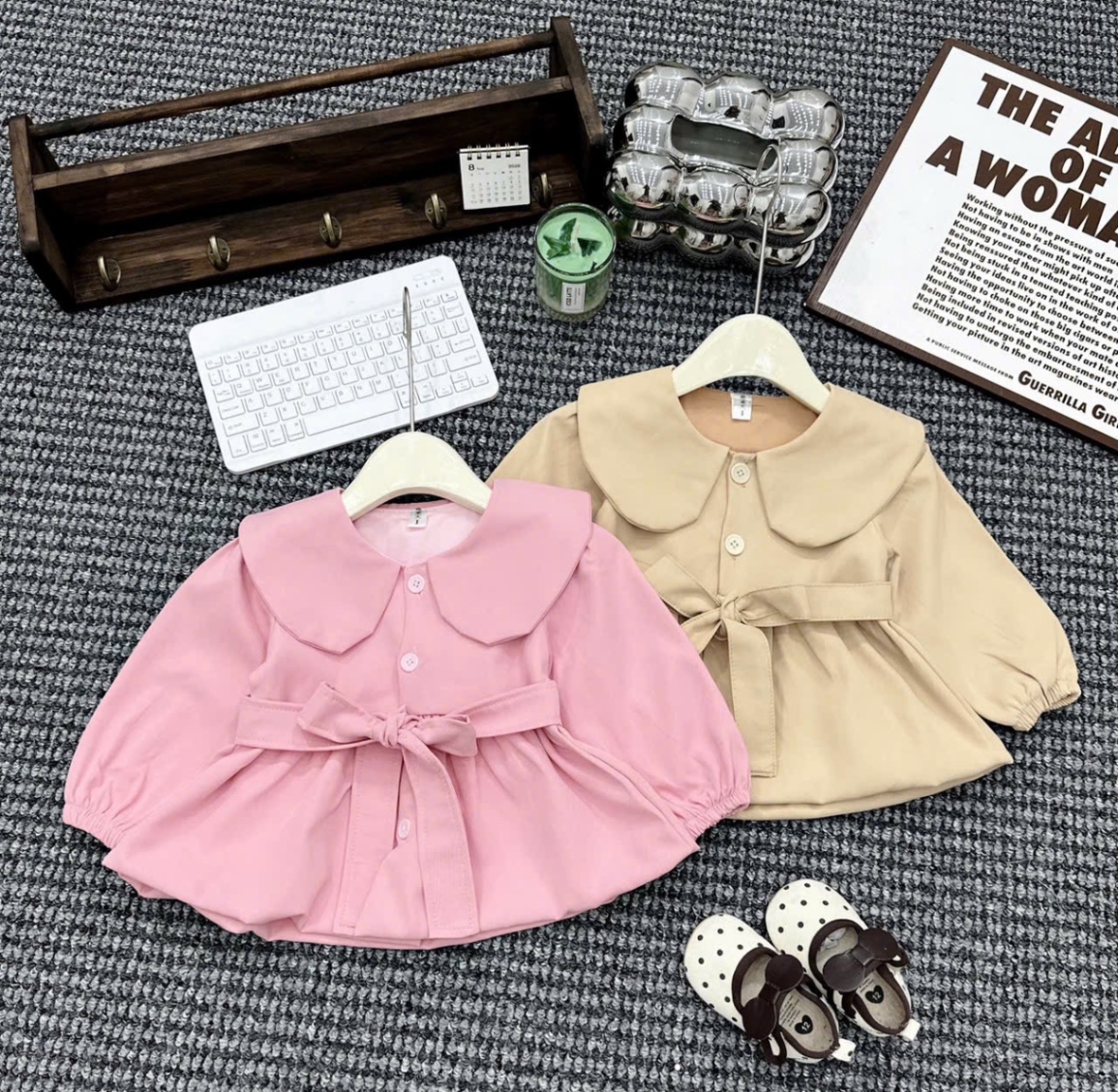 Áo măng to cổ sen bé gái