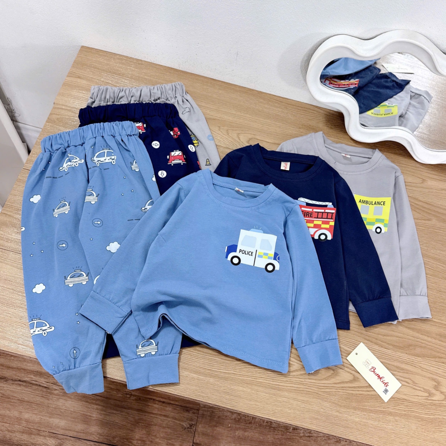 Sét 3 bộ oto màu DÀI TAY bé trai